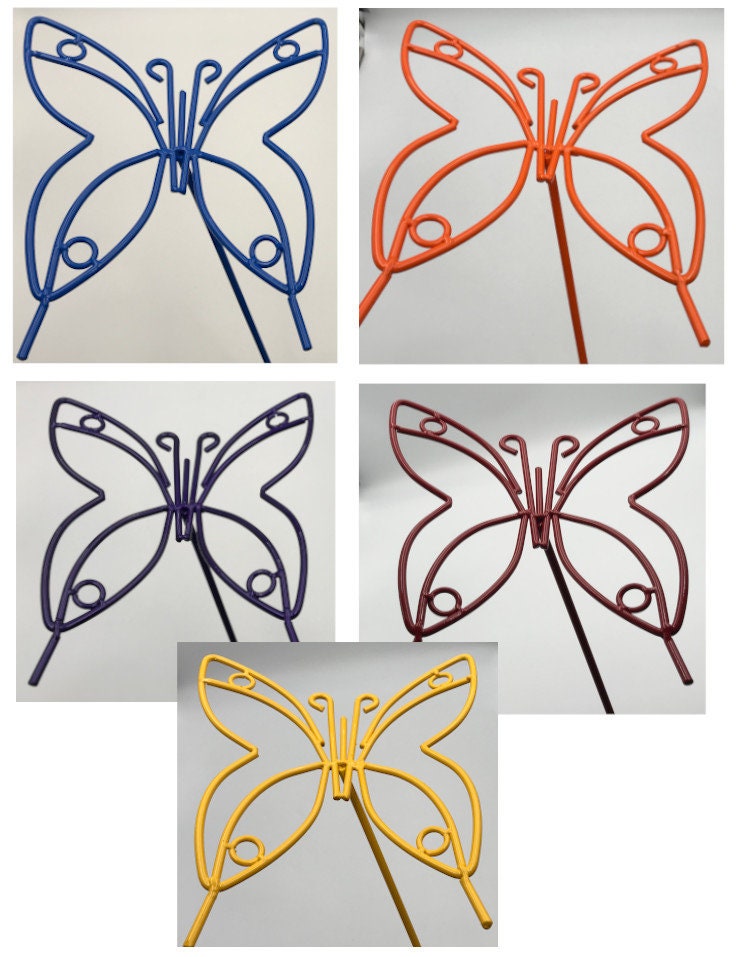 Butterfly Lawn Ornament - Powder Coated in Yellow, Blue, Purple, Red, Orange - Amish Made