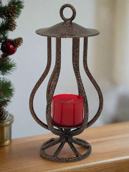 Wrought Iron Lantern Tea Light Holder Copper Powder Coated- Amish Made