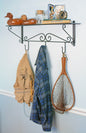 Wall Mount Shelf with 3  Hooks Wrought Iron Amish made USA