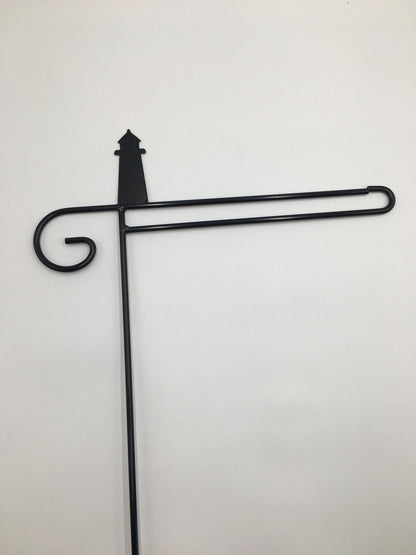 Lighthouse Garden Flag Holder Stand - Heavy Duty Black Wrought Iron - Powder Coated - Amish made