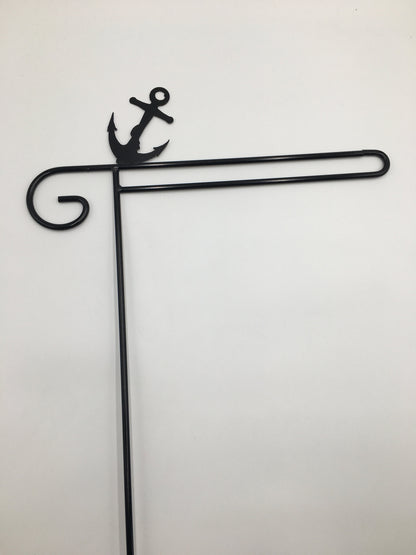 Anchor Garden Flag Stand - Beach Decor - Powder Coated Wrought iron - Amish made