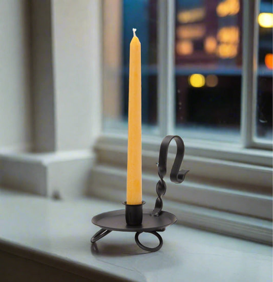 Handheld Metal Taper Candle Holder - fits standard size taper candle - Amish Made