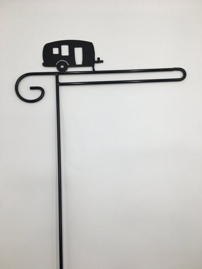 RV/Camper Garden Flag Holder Stand - Powder Coated Wrought Iron - Amish made