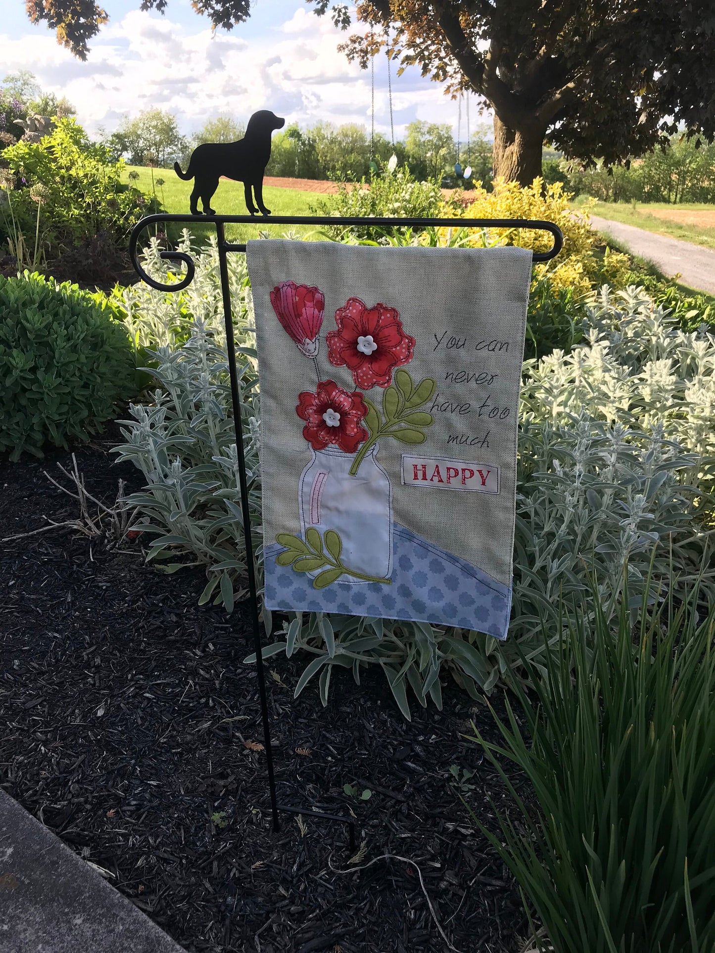 Dog Flag Holder Stand - Powder Coated - Wrought Iron - Amish made