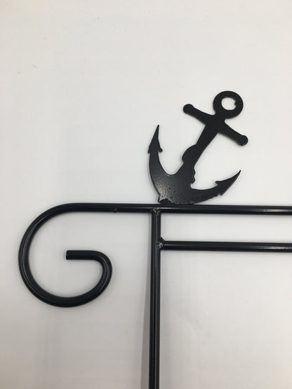 Anchor Garden Flag Stand - Beach Decor - Powder Coated Wrought iron - Amish made