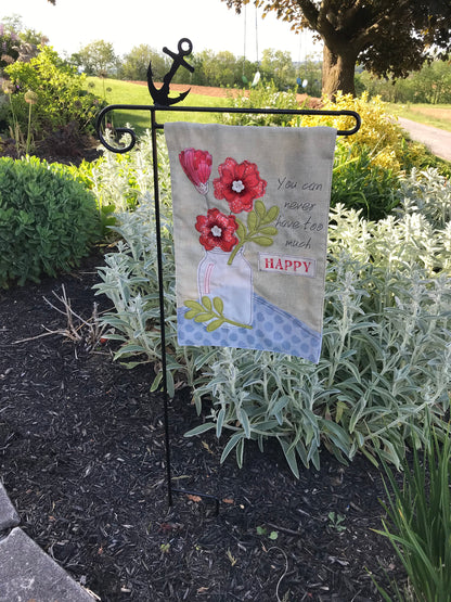 Anchor Garden Flag Stand - Beach Decor - Powder Coated Wrought iron - Amish made