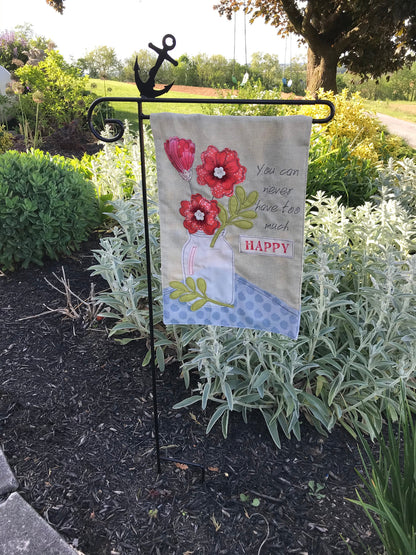 Anchor Garden Flag Stand - Beach Decor - Powder Coated Wrought iron - Amish made