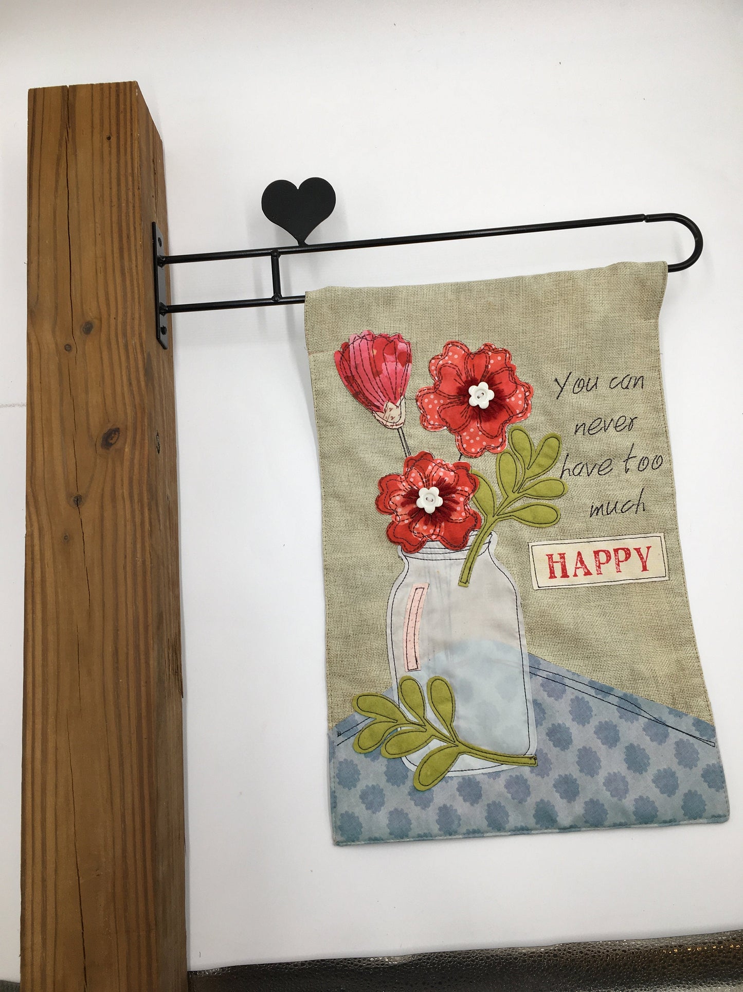 Wall Mount Heart Flag Holder- Garden Decoration- Amish Handmade USA