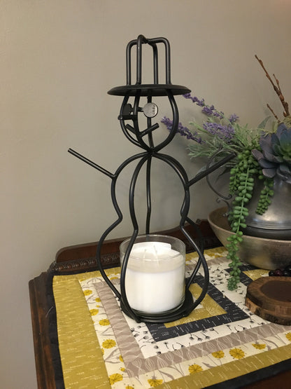 Snowman candle holder - jar candle - wrought iron - amish made