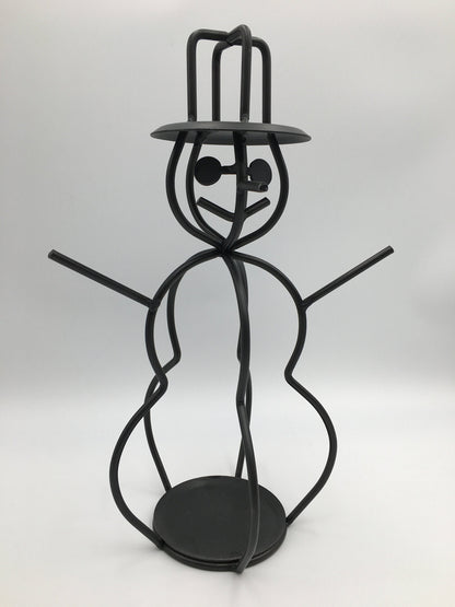 Snowman candle holder - jar candle - wrought iron - amish made