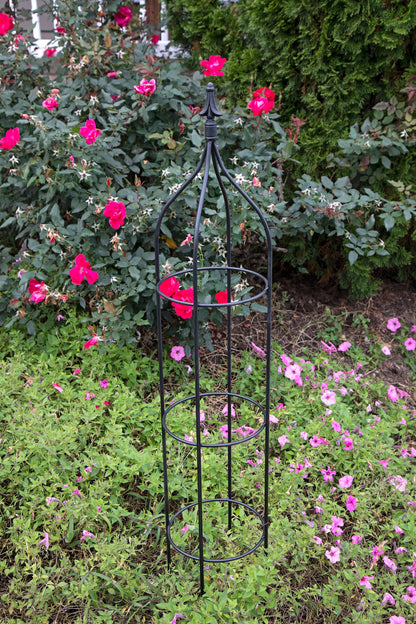 Round Obelisk Garden Trellis - Black Wrought Iron - Small & large - Amish made