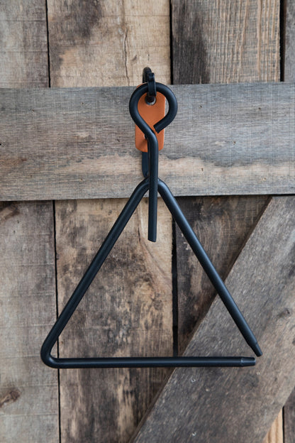 Triangle Dinner Bell Gong - Black Wrought Iron Metal - Amish Handmade in USA