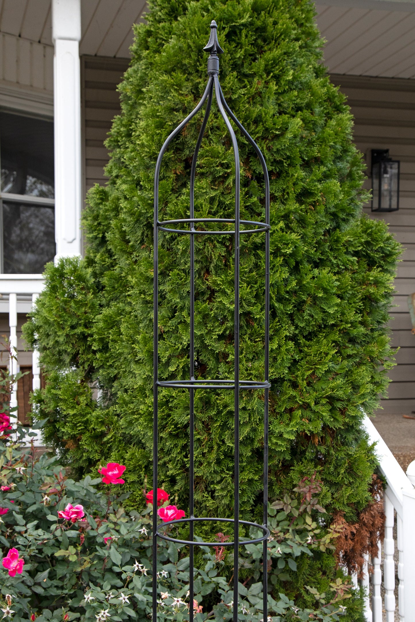 Round Obelisk Garden Trellis - Black Wrought Iron - Small & large - Amish made