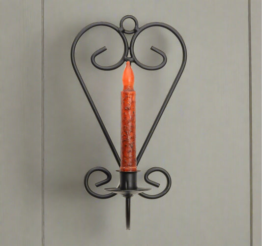 Heart Candlestick Wall Sconce - 7/8" taper candle - Amish made from Wrought Iron