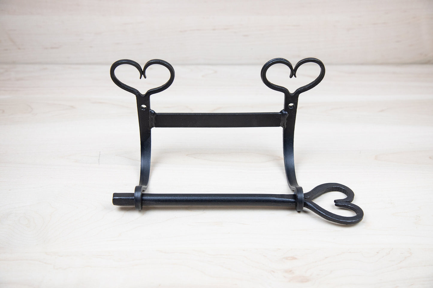 Wall mounted Toilet Paper Holder - Heart accents - wrought iron - Amish made