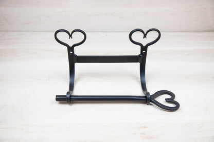 Wall mounted Toilet Paper Holder - Heart accents - wrought iron - Amish made