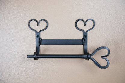 Wall mounted Toilet Paper Holder - Heart accents - wrought iron - Amish made