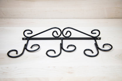 Wrought Iron Wine Glass Rack - Holds 6 Stemmed Glasses - Wall Mount - Amish Made in USA