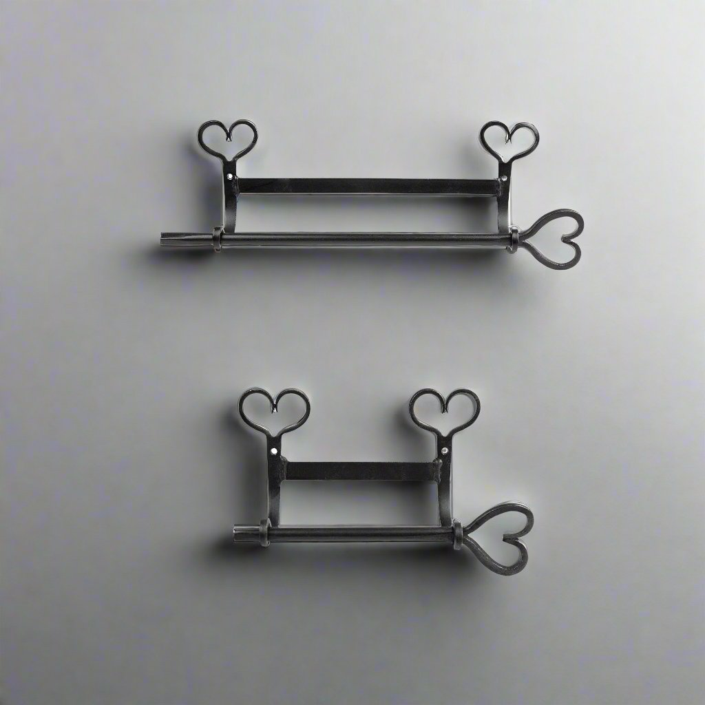 Heart Paper Towel and Toilet Paper Holder Set - Wall Mount - Wrought Iron - Amish made