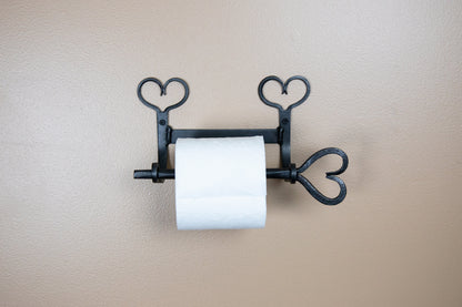 Heart Paper Towel and Toilet Paper Holder Set - Wall Mount - Wrought Iron - Amish made