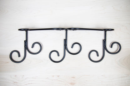 Wrought Iron Wine Glass Rack - Holds 6 Stemmed Glasses - Wall Mount - Amish Made in USA