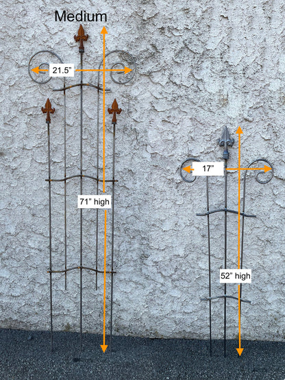 Garden Plant Trellis - Uncoated Heavy Duty Wrought Iron - Amish made