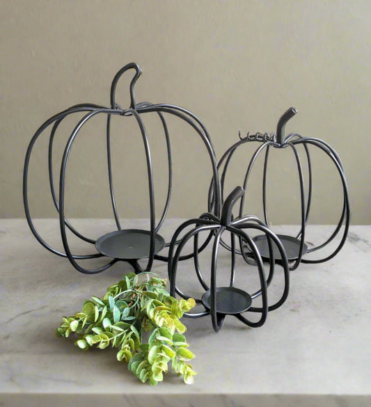 Decorative Wrought Iron 3D Pumpkin - Small, Medium, Large - Amish made