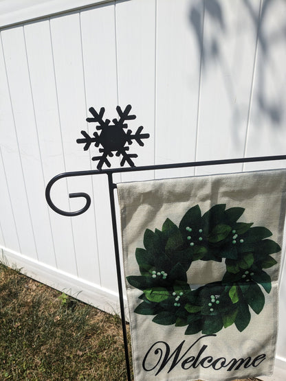 Snowflake Flag Holder Stand - Powder coated wrought iron - Amish made