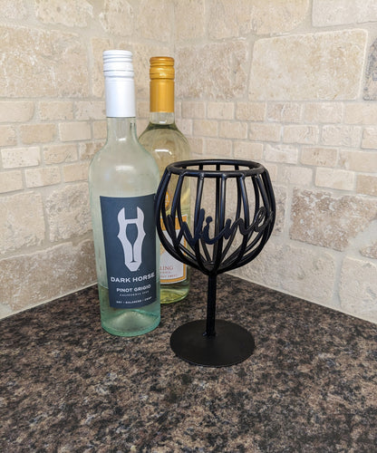 Black Wrought Iron Wine Glass Cork Holder - Handmade by Amish