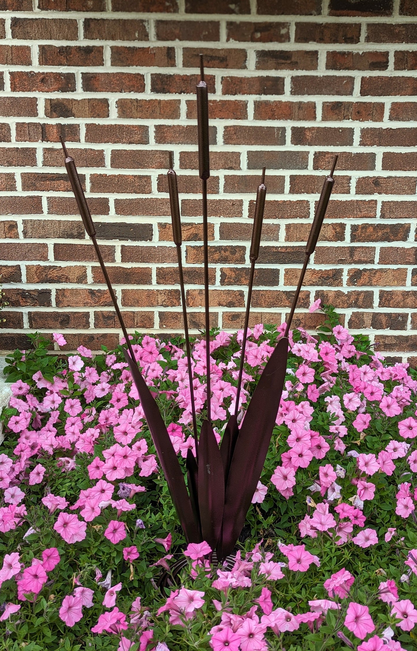 Cattails Lawn Ornament - Flowerbed or Garden - Powder Coated Wrought Iron in Copper tones - Amish Made