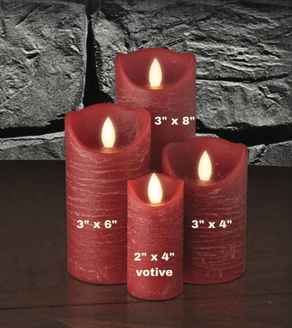 LED Wax Candles - Ivory, Red, Grey, & walnut - Pillars & votives - Battery powered - Amish made