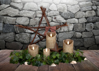 LED Wax Candles - Ivory, Red, Grey, & walnut - Pillars & votives - Battery powered - Amish made