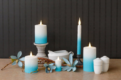 Ombre Hand-Waxed Candles - Pillar, Taper, Votives - LED flameless light