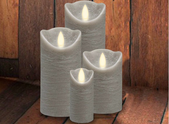 LED Wax Candles - Ivory, Red, Grey, & walnut - Pillars & votives - Battery powered - Amish made