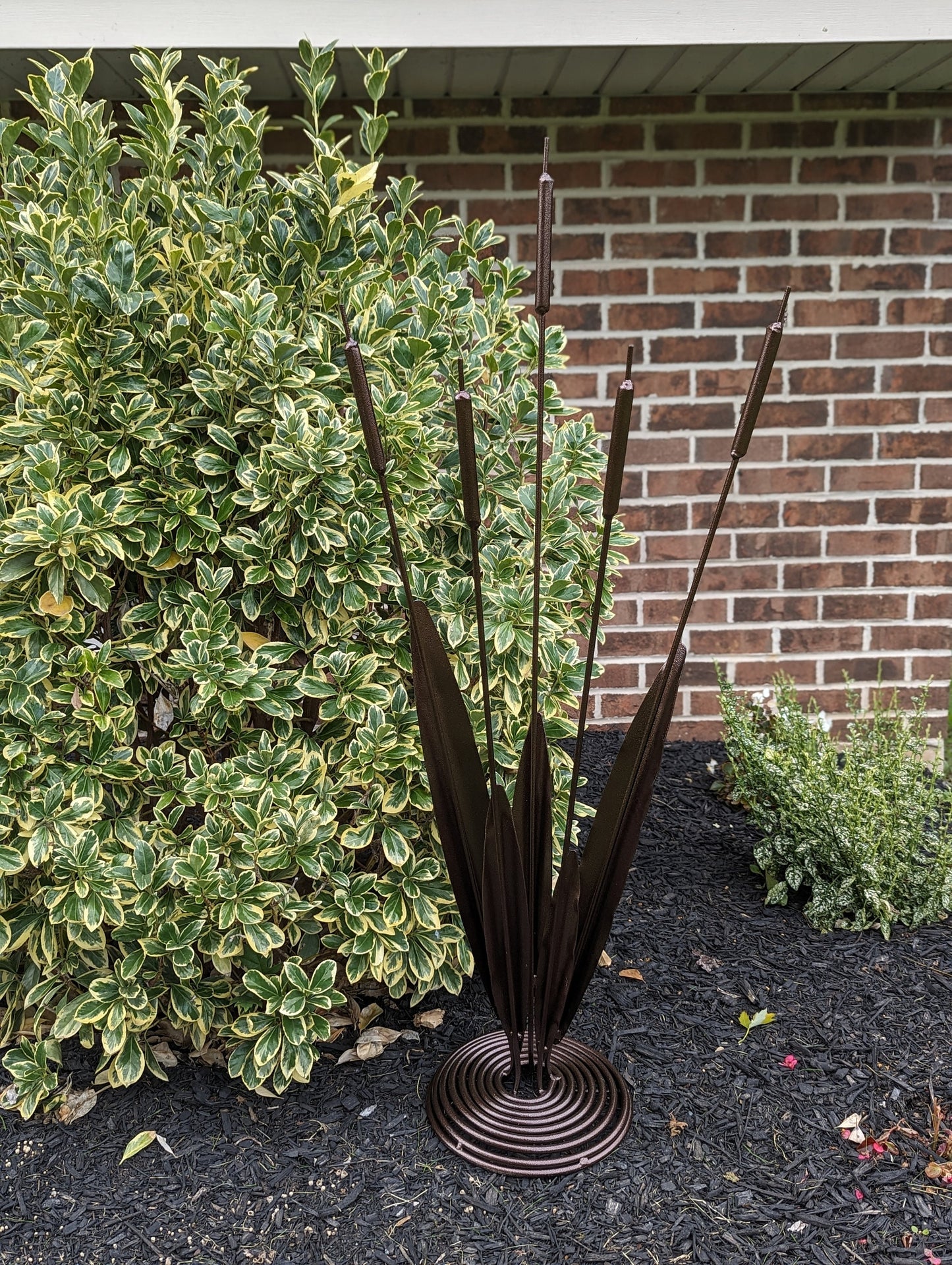 Cattails Lawn Ornament - Flowerbed or Garden - Powder Coated Wrought Iron in Copper tones - Amish Made