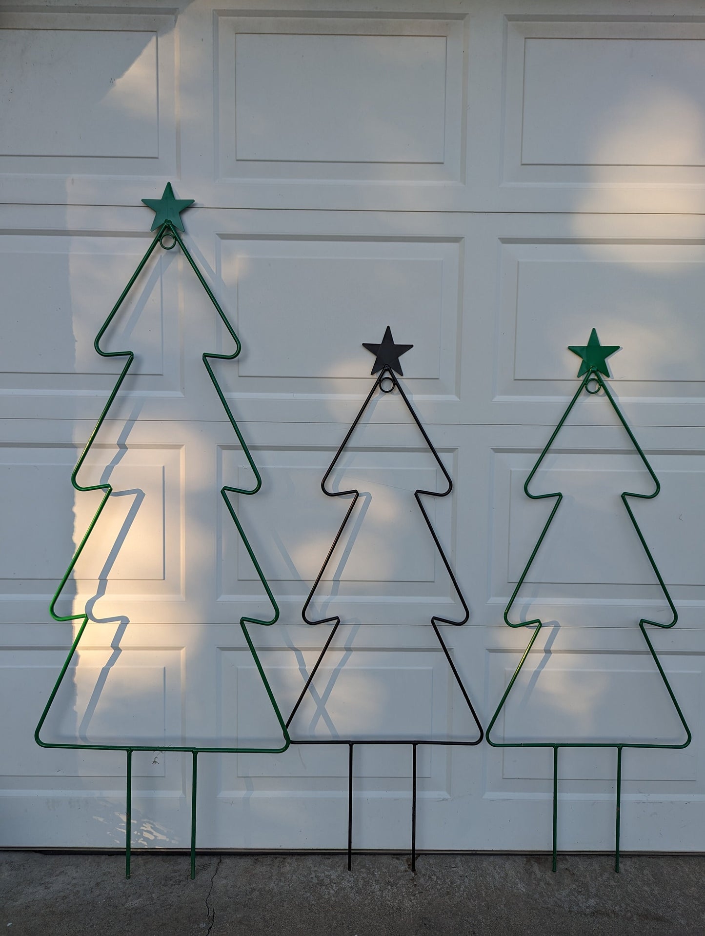 Outdoor wrought Iron Christmas Tree and Snowman Lawn Ornaments - Powder Coated - Small & Large - Amish Made