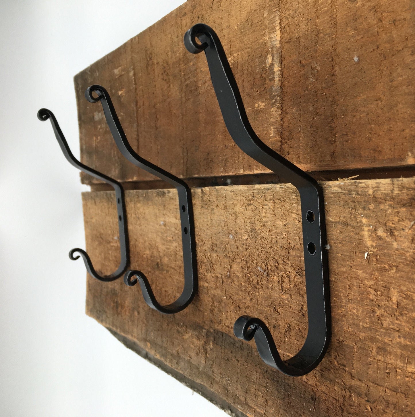 Wall Mounted Double Coat Hook - Wrought Iron - Amish made