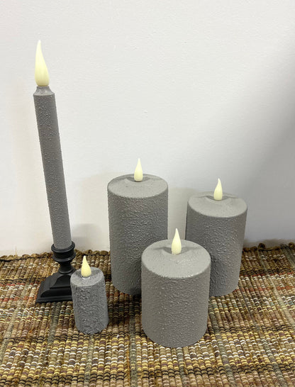 Hand-Waxed Textured Candles - Flameless - Pillars, Tapers, Votives