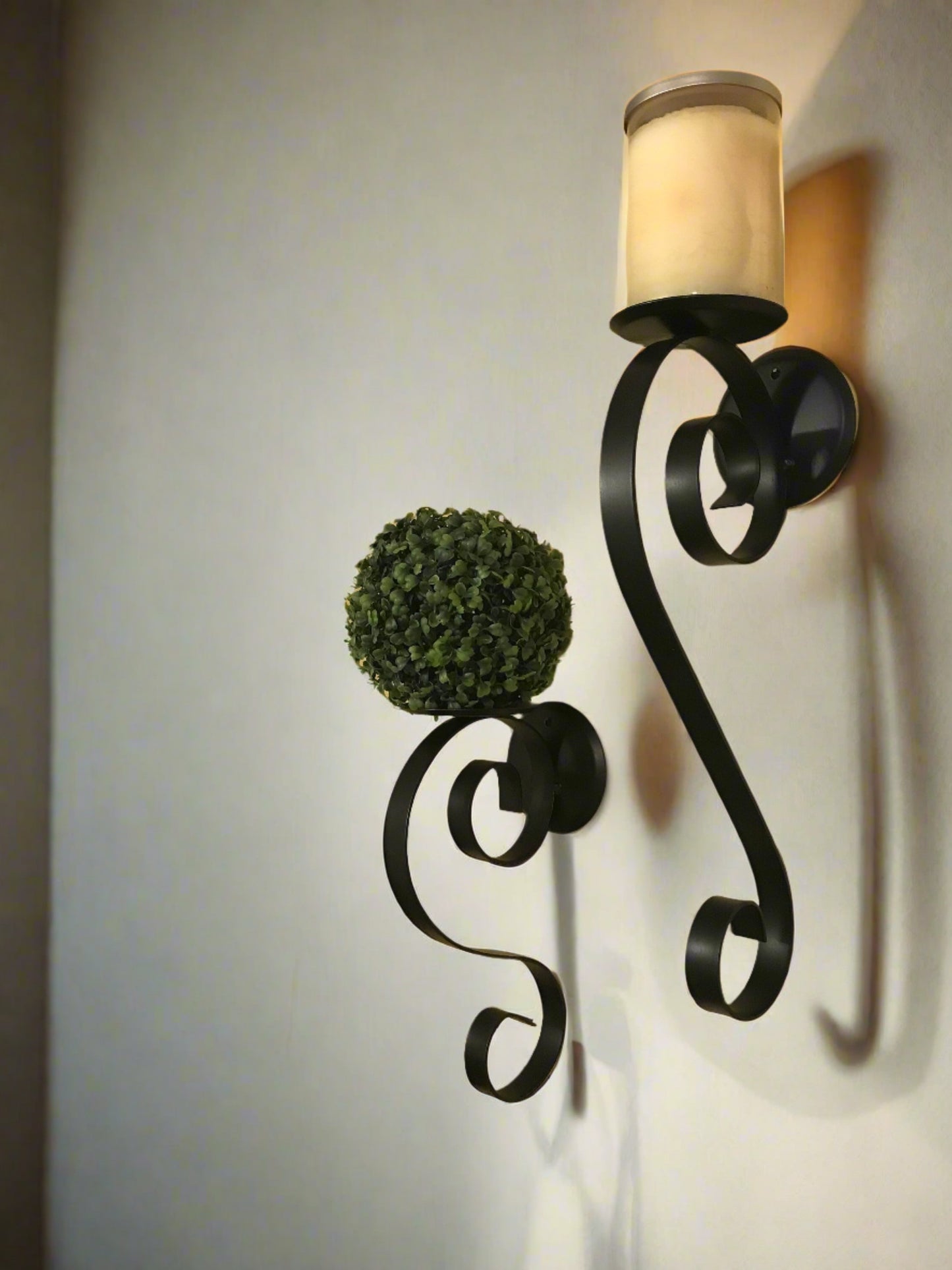 Wrought Iron Scroll Pillar Sconce- Wall Mount