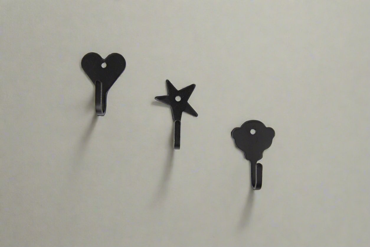 Star, Heart, Key Hook with Ring, Rustic Wall Mount - Amish Made in USA