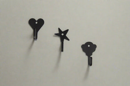 Star, Heart, Key Hook with Ring, Rustic Wall Mount - Amish Made in USA