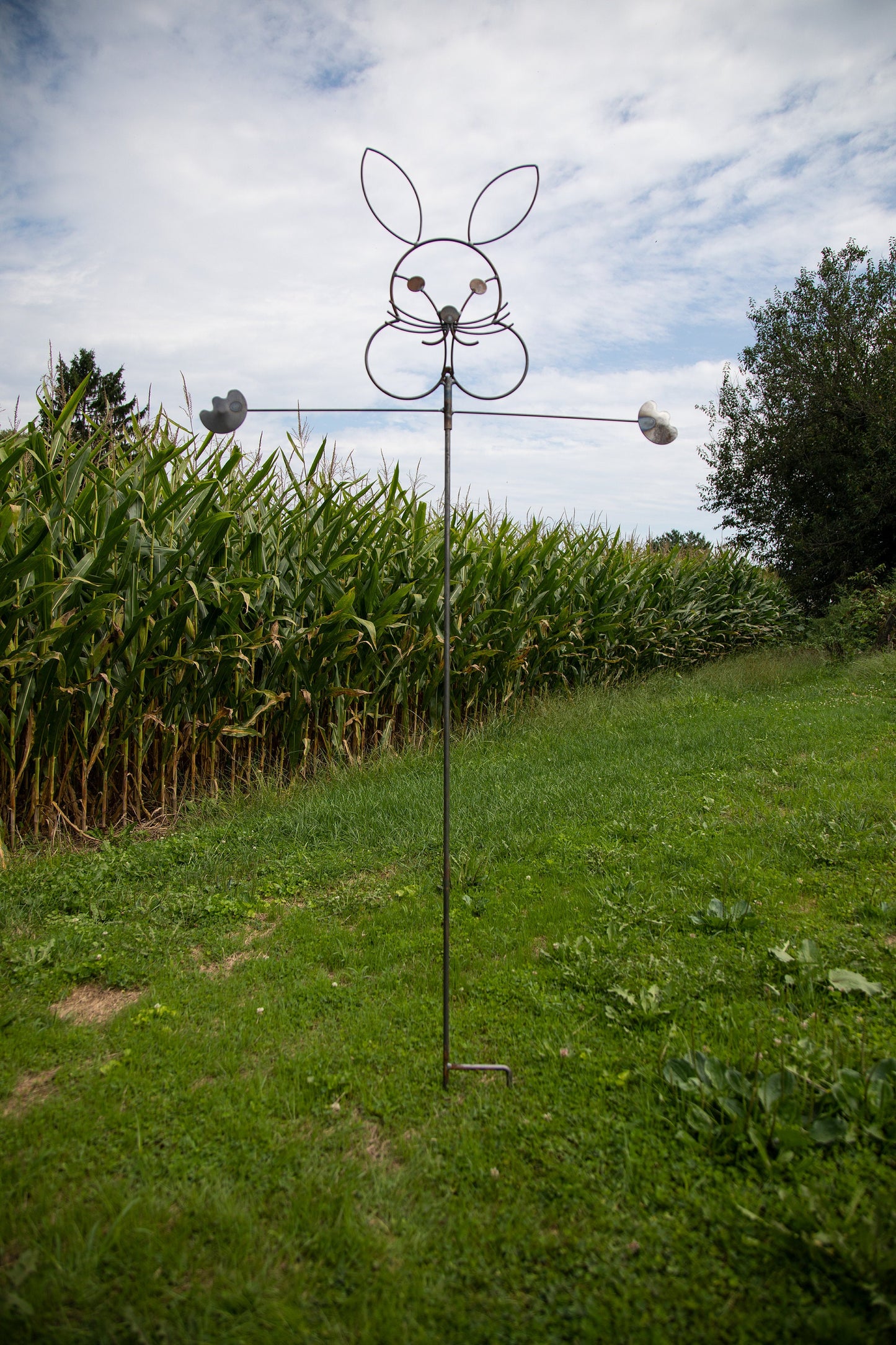 Rabbit Scarecrow - Outdoor Metal Art - Wrought Iron - Amish made