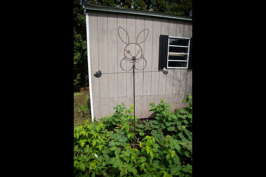 Rabbit Scarecrow - Outdoor Metal Art - Wrought Iron - Amish made