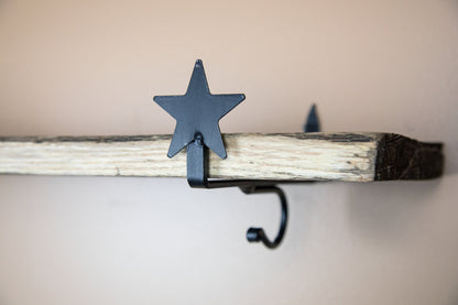 Wrought Iron Small Shelf Bracket with Stars - Metal 2 sizes - 2 pack