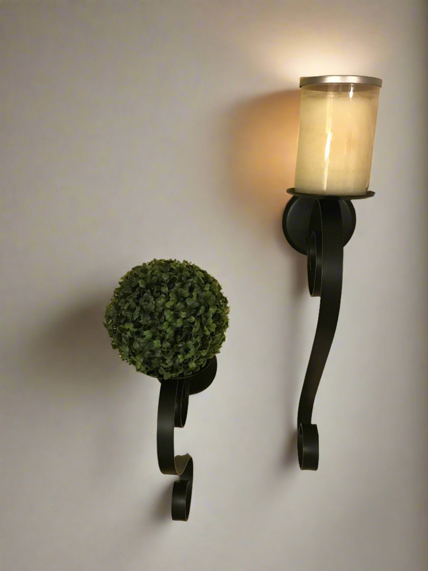 Wrought Iron Scroll Pillar Sconce- Wall Mount