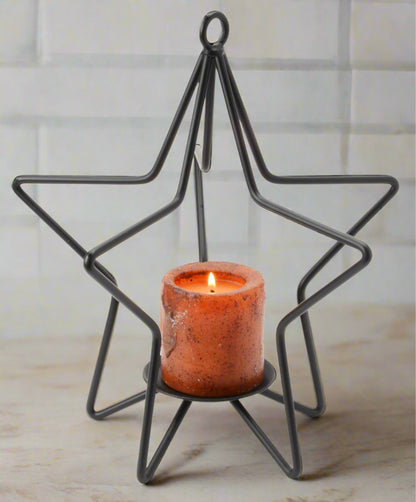 Wrought Iron Star Pillar Candle Stand Holder, Large and Medium- Amish made