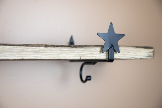 Wrought Iron Small Shelf Bracket with Stars - Metal 2 sizes - 2 pack