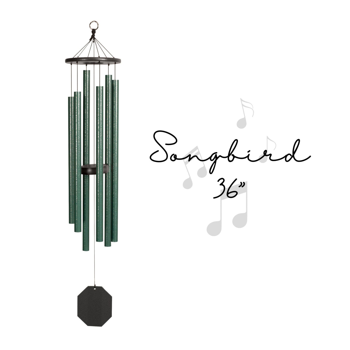 Wind Chimes, Green Aluminum Tubes, Outdoor Decor, Amish Handcrafted, Rustic Rhythms