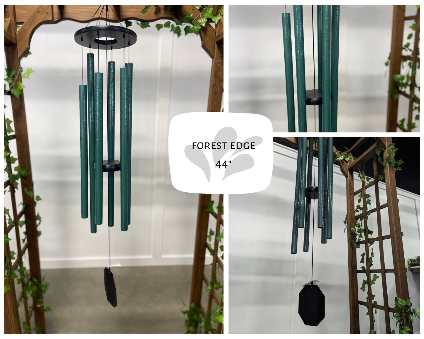Wind Chimes, Green Aluminum Tubes, Outdoor Decor, Amish Handcrafted, Rustic Rhythms