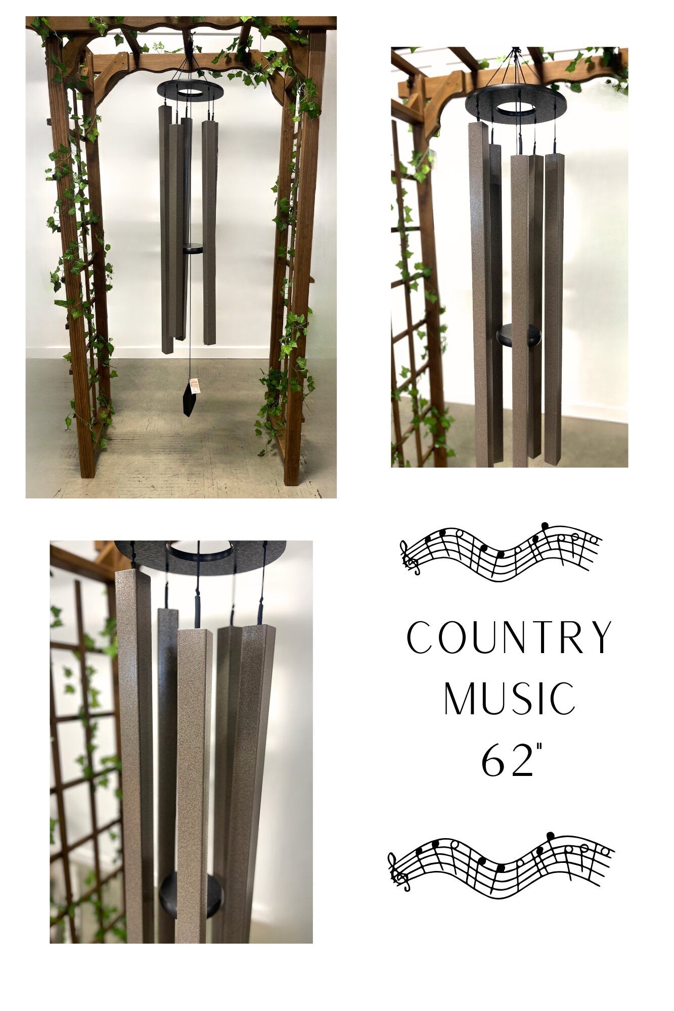 Large Wind Chimes - Aluminum 1.5" square Tubes- Various sizes - Eco Friendly - Amish made